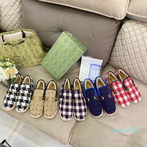 2023-Hoge Kwaliteit Vrouwen Harige Jurk Schoenen Casual Flats Bodem Loafers Mode Luxe Herfst En Winter Lazy Bont schoen Grote Maat 42