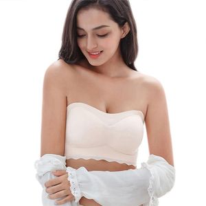 Invisible Plus Size Bra for Women Strapless Lingerie Sexy Seamless Bralette Smooth Padded Tube Tops Female Push Up Underwear 6XL 22043