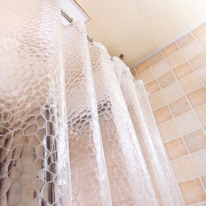 シャワーカーテンウォータープルーフ3D透明なバスルームカーテンバスルームシャワーカーテンフックが厚くなっている透けた広いバスカーテン230629