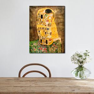 Nowoczesny krajobraz Płótna sztuka Kiss (pełny widok) Gustav Klimt Painting Ręcznie robiony dekoracje domu