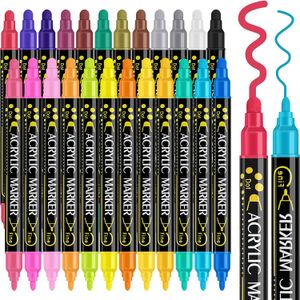 Markörer 24 färger Dual Tip Acrylic Paint Penns Markers Premium Akrylfärgpennor för keramiska ytor DIY Hantverk som gör konstmaterial 230629