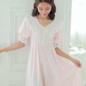 Kvinnors sömnkläder Kvinnor Summer Casual Breattable Spets Cotton Princess Nightgown Lady Homewear Nightwear Lounge TG1765