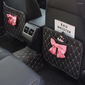 Acessórios interiores assento de carro almofada à prova de pontapé meninas bonito arco proteção traseira almofada universal