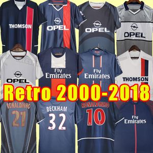 Okocha Retro Soccer Jerseys Leroy Adailton Beckham Classic Rai Anelka Ibrahimovic Camisas de Futebol Ronaldinho Simone PSGS 2000 2001 2002 2004 2012 2014