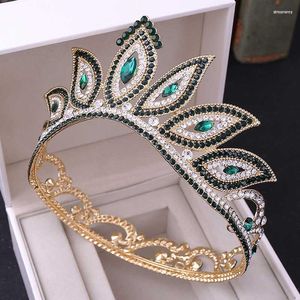 Hårklipp High Fashion Retro Barock Eye Style Crystal Tiaras Crowns Diadem pannband Bride Noiva Wedding Birthday Party Accessories