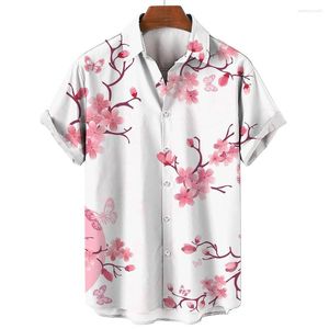 Camisas casuais masculinas camisa ao ar livre verão 3d floral impressão manga curta top moda harajuku roupas oversized camiseta para homens