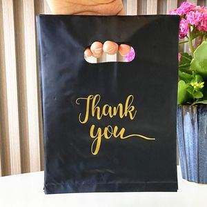 Embalagem para presente Bolsa de agradecimento preta Aniversário Despedida de solteira Embalagem de casamento Decoração de plástico Suprimentos para pequenas empresas