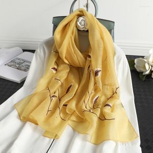 Scarves 2023 Silk Wool Embroidered Scarf Women's Versatile Medium And Long Temperament Shawl Fashion Floral