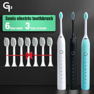 Spazzolino da denti GeZhou N105 Upgrade Spazzolino elettrico sonico Spazzolino a tempo per adulti 6 modalità Caricatore USB Set di testine di ricambio per spazzolino ricaricabile 230629