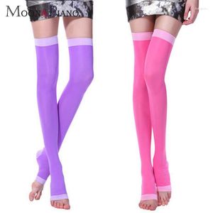 Women Socks Sexy Woman Sleep Stocking Comfortably Naturally Tights Over Knee Fashion Female Open Toe Breathable Purple Thigh High Sock