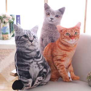 Cushion/Decorative 50CM Simulation Cat Shaped Washable Cotton Plush Stuffed Animal Shaped Cartoon Cute Cushion For Kids Adults