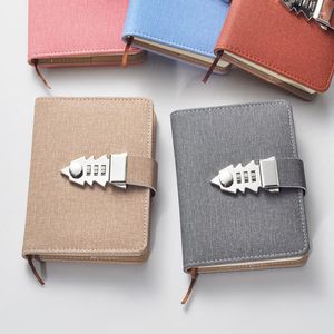Lockable Diary Password Notebook A7 Pocket Journal With Lock Weave Notepad Sketchbook Office School Supplies Stationery Gift
