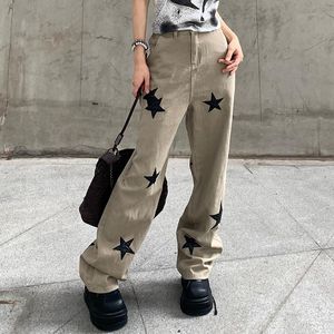 Jeans New American Style Five Pointed Star Taped Stickerei Personalisierte Casual Street Loose Jeans Frau Retro Übergroße Freizeithose