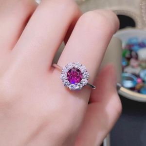 Кольца-кластеры CoLifeLove 0.6ct VVS Grade Natural Garnet Ring 6mm Round Silver Fashion 925 Gemstone Jewelry