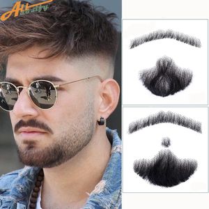 Perucas de renda volume de cabelo allaosify sintético feito à mão em crochê barba postiça para homens maquiagem cosplay festa natural preto marrom barba masculina pacotes 230629