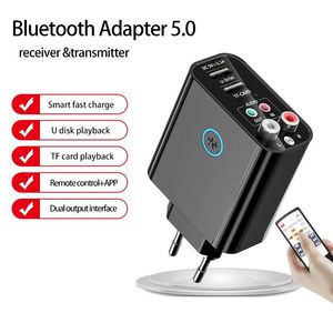 Anslutningar Bluetooth 5.0 Adapter Bluetooth -mottagare sändare 2in1 3,5 mm till trådlöst AUX Audio U Disk/TF -kortuppspelning AUX+RAC -utgång