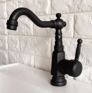 Bathroom Sink Faucets Black Oil Rubbed Brass Swivel Spout Single Handle Lever Kitchen Bar Vessel Basin Faucet Mixer Tap Anf351