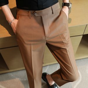Herrbyxor brittisk stil affärssammanträder för män kläder 2023 formell slitage smal passform full längd draperi kontor byxor 5 färg 38 230630