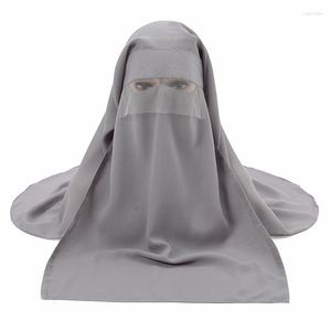 Roupas étnicas femininas muçulmana chiffon hijab niqab máscara turbante islâmica cachecol simples proteção solar terno moda ramadã macio respirável