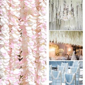 Decorative Flowers 1M/2M Orchid Rattan Artificial Silk Flower Vine Hanging Garland String Home Decor Garden Wedding Wall Fake