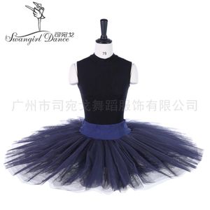 Marineblauer übender klassischer Halbballett-Tutu für Kinder, Pfannkuchen-Tutu-Rock BT8923304D