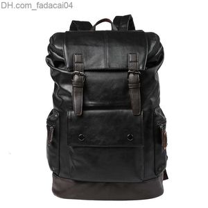 Backpack Backpack Luxury Brand Leather Men Backpack Youth Large Capacity Travel Backpack Boy Laptop School Bag Male Business Shoulder Bag Black 230411 Z230701