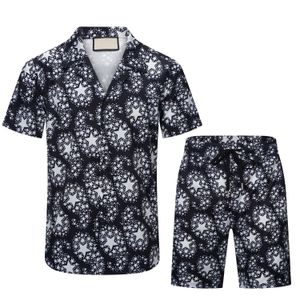 Summer Thin Short Sleeve Shirt Suit Herrens modemärke Löst Casual Sports Hatbar cool känsla med Shorts A SetM-3XL#004