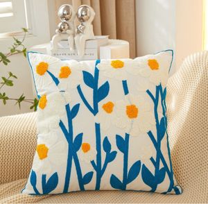 Luxury Square Pillow Case Nordic Light Luxury Colorful Three-Dimensional Plant Flower Embroidered Home Decoration Sofa Cushion Cover