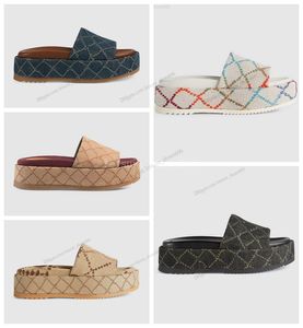 Stylist Woman Men Slipper Platform Sandals Embroidered Alphabet guccie Slippers Summer Beach Slides Fashion Thick bottom Sandal