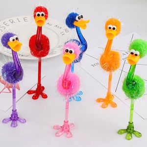 Pennor 36st Creative Cartoon Ostrich Pen Ballpoint Pen Söt Plush Bird Blue Ballpoint Pen Creative Stationera grossist