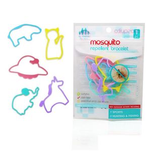 Controle de Pragas Estilos Japoneses Sile Mosquito Repelente Bracelet Anti-Bite Animal Shaped Colorf Mosquitos Pulseira Supplies Drop Deliv Dhfqt