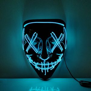 Party Masks Neon Mask LED Light Up the Purge Election Year Great Funny Scary Festival Cosplay Costume Supplies Glow 230630