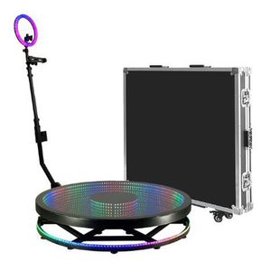 Colorful 360 Photo Booth Glass Platform Stage Lighting 360 Degree Rotating Picture Selfie Magic Automatic Video Booth for Party Events