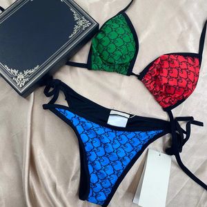 Designer Dambadkläder G Designers Sexiga Bikinis Patchwork färg Bikini Set Låg midja Strandkläder Semesterbaddräkter Sommarbaddräkt