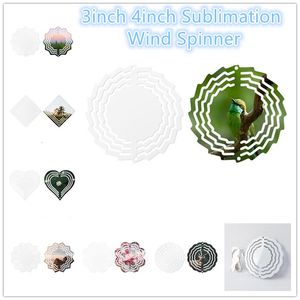 3inch 4inch Sublimation Wind Spinner 3D Aluminum Wind Spinners Hanging Garden Decoration for Outdoor Garden Ornaments for Christmas Hallween for DIY