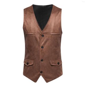 Men's Vests 2023 Men's Vest Suit Slim Single Breasted Designer Brand Pockets Sleeveless Formal Coat Tops Fashion Male Clothing