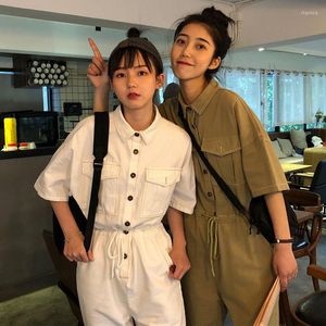 Women's Pants Cargo For Women Korean Casual Jumpsuit Loose High Waist Thin Wide Leg Overalls Ankle-Length