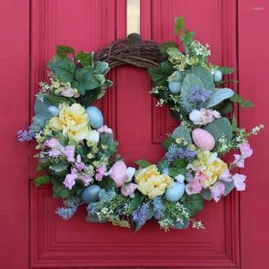 Decorative Flowers Build Atmospheres Bright Color Flower Wreath Pendant Wall Door Hanging Decor Household Accessories