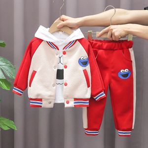 Kläder sätter barn Bomber Jacket Three Piece Kids Cartoon Jackets Girls Hooded Tracksuit 2023 Spring and Autumn Children S 230630