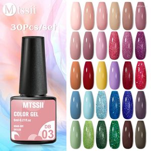 Gel per Unghie Mtssii 30pz Set Smalto Kit Vernice Glitter Base Semi Permanente Top Coat UV LED Art