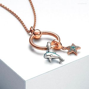 Anhänger Halsketten O Runde Kette Halskette Ozean Delphin Seestern Charms Armband DIY Perlen Schmuck Frauen