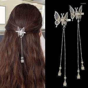 Hair Clips Butterfly Tassel Hairpin Side Bangs Forehead Clip Headgear Women Girlds Trendy Duckbill Accessories Headdress
