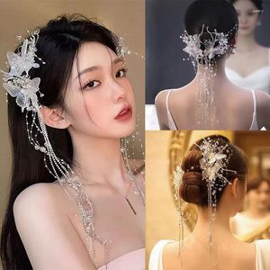 Hair Clips Fairy Lovely Crystal Hairpin Butterfly Tassel Clip Korean Bridal Headdress Women Decoration WeddingAccessories