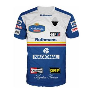 2023 Nova Fórmula 1 Camisetas Masculinas Retro Senna Uniforme Comemorativo Terno de Corrida Fan Moto Tops Nome Personalizado Número Zxvn