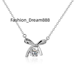 New Fashion Sterling Sier Bowknot Moissanite Necklace Women