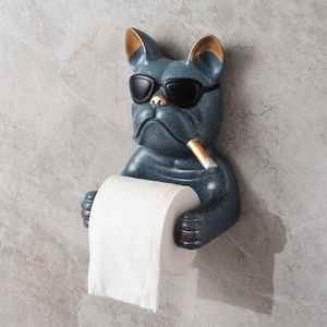 Toilet Paper Holders Creative law dog Toilet Paper Towel holder Bathroom shelf bathroom wall hanging tissue box roll paper holder free punch 230629