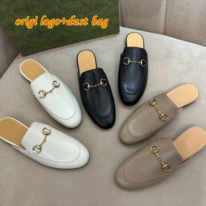 Дизайнерские тапочки Princetown Loafer Muller Slipper Туфли из натуральной кожи с пряжкой Модные женские туфли на плоской подошве с мешком для пыли 35-43