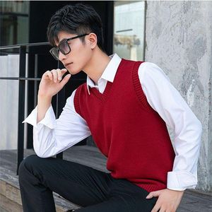 Coletes masculinos outono 2023 designer de moda suéter pulôver de marca sólida com decote em v colete de malha masculino de lã sem mangas casual roupas masculinas i11