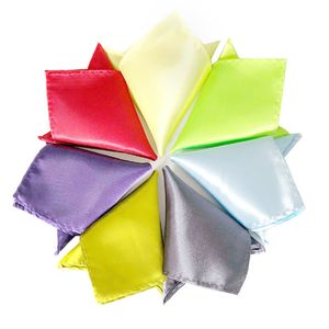 23*23cm Solid Color Satin Pocket Square Handkerchiefs For Men Wedding Business Office Suit Decor Fashion Accessories