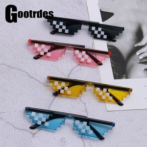 Sonnenbrillenrahmen Design Lustiges Mosaik Thug Life Sonnenbrille Pixel Schwarz Retro Gamer Roboter Geburtstagsfeier Cosplay Gefälligkeiten 230629